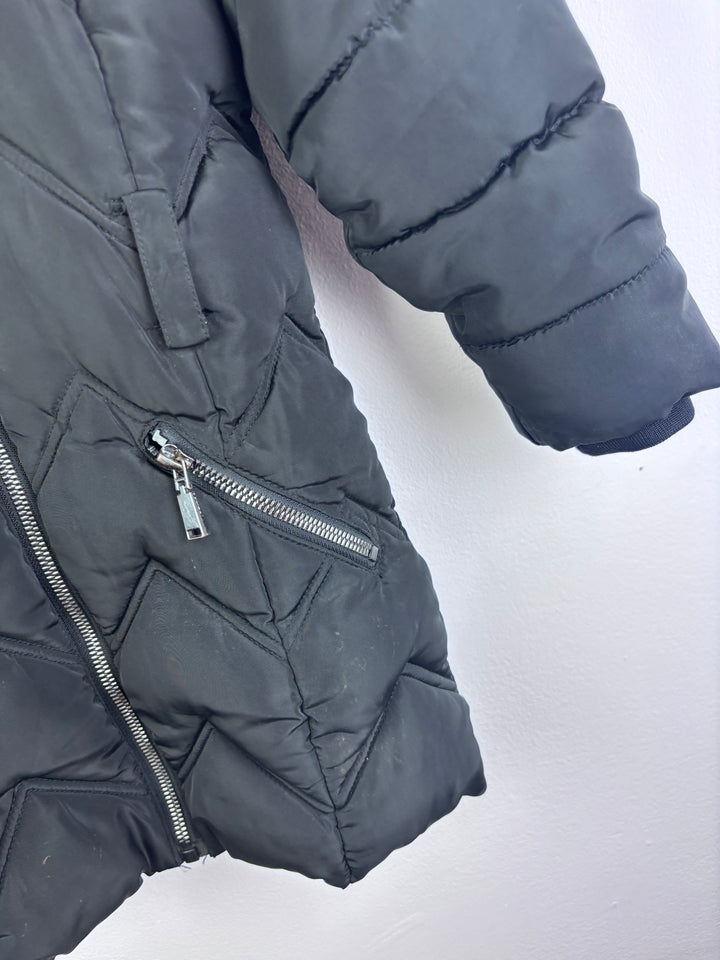 Fred & Flo Black Padded Coat Faux Fur Hood 4-5 Years