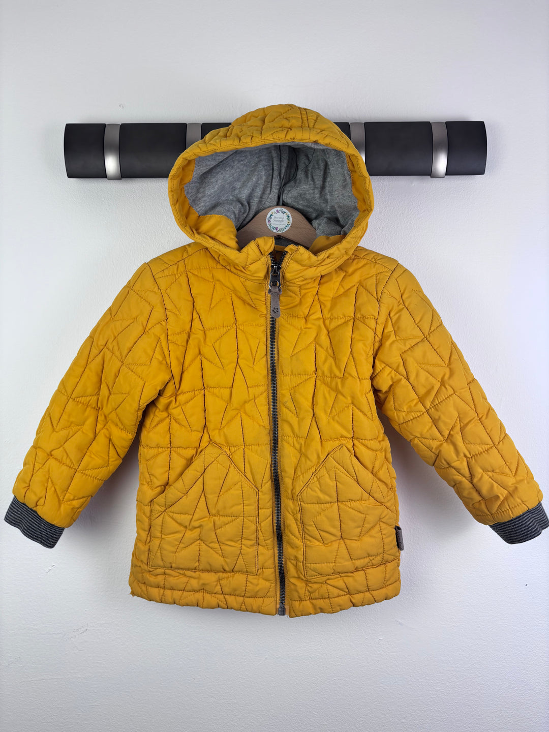 Next Mustard Quilted Jacket Hooded Star Stitch 3-4 Years