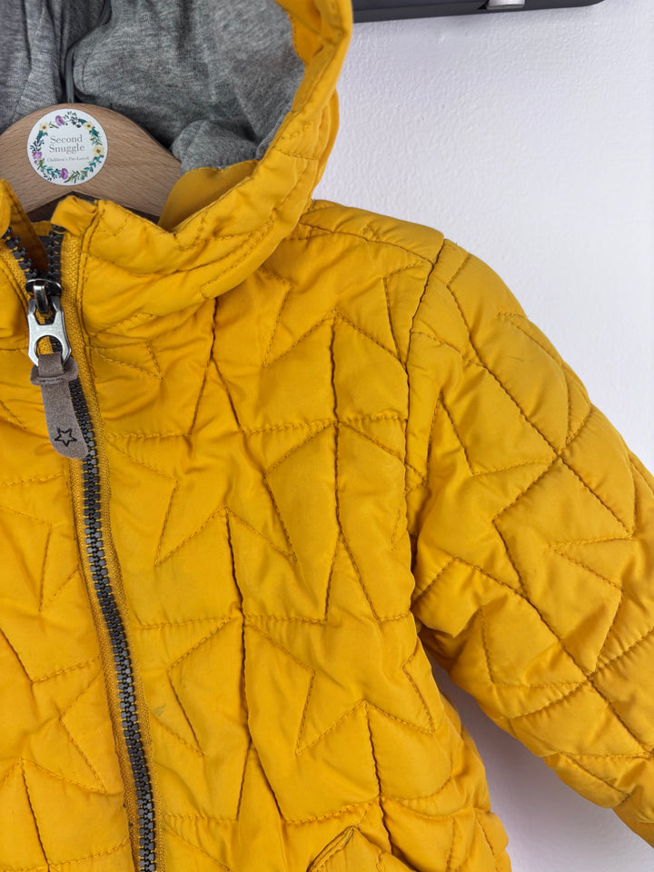 Next Mustard Quilted Jacket Hooded Star Stitch 3-4 Years