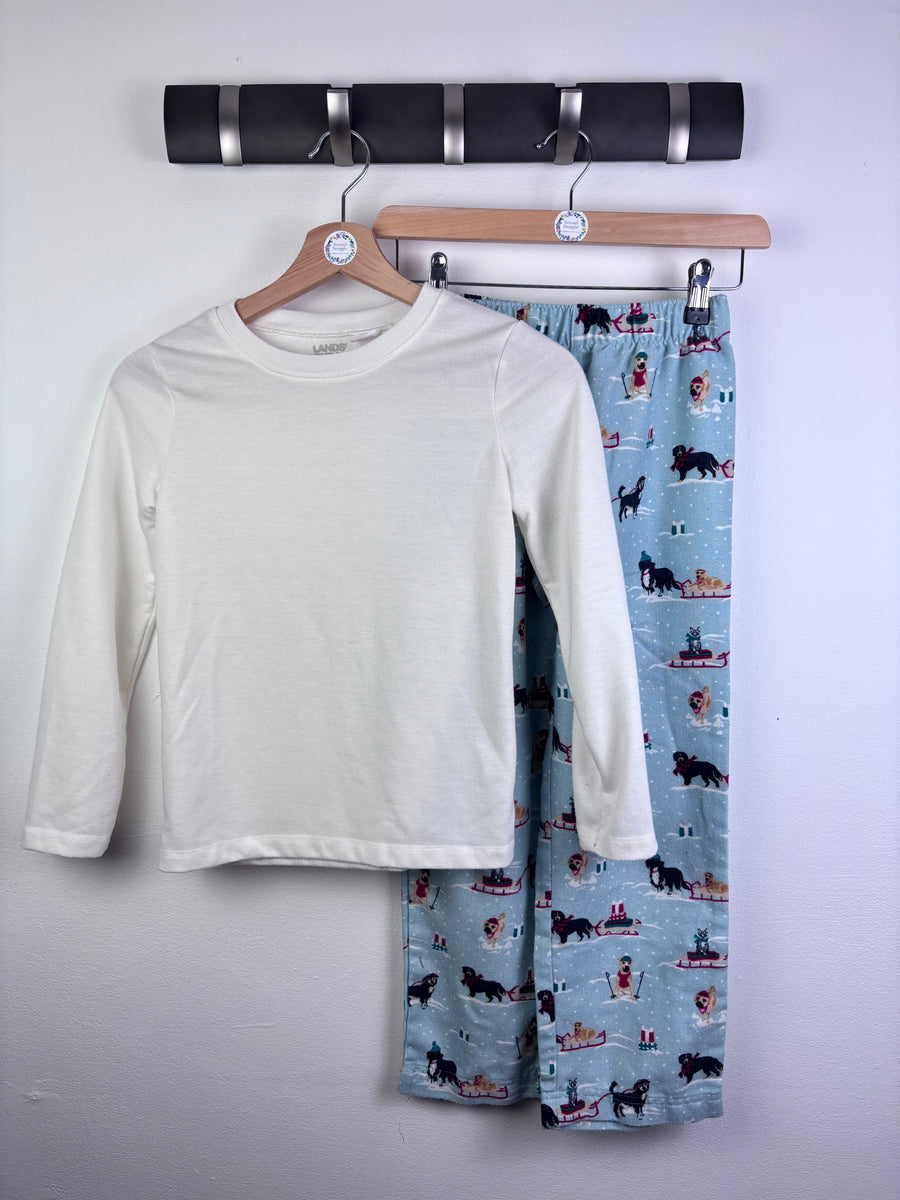 Lands’ End Blue Pyjama Set Dog Print Long Sleeve 8 Years-Night Wear-Second Snuggle Preloved
