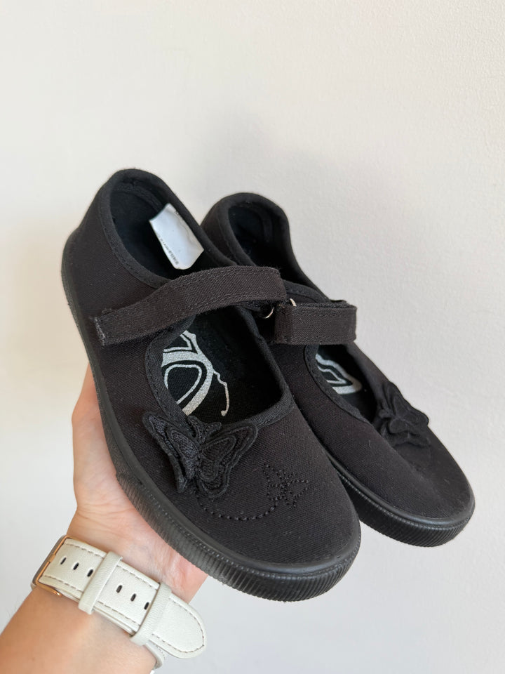 Next Black Butterfly Canvas Mary Jane Shoes UK 12.5F-Shoes-Second Snuggle Preloved