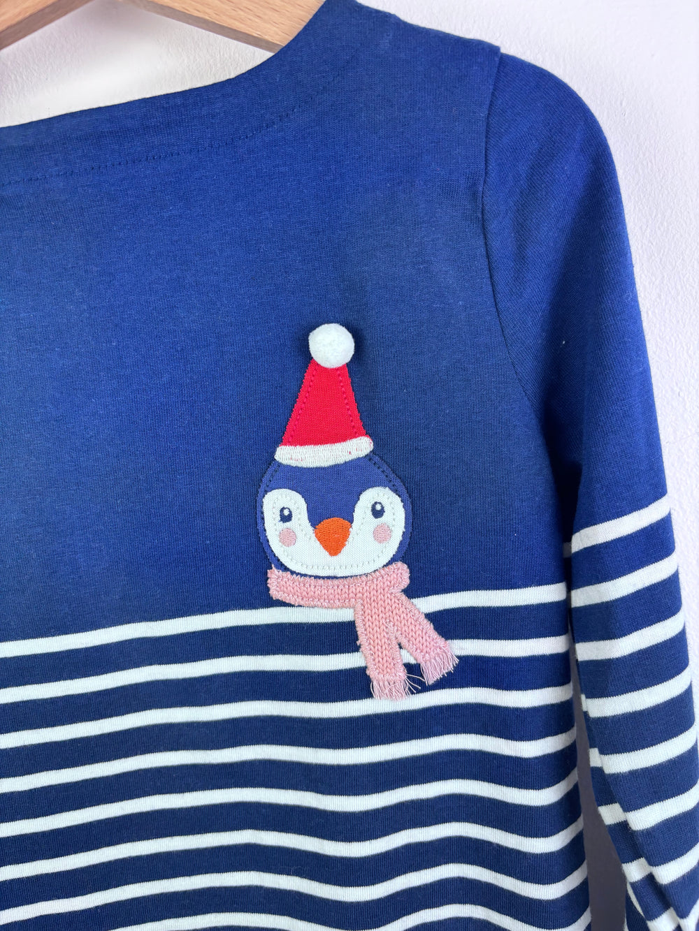 Mini Boden Navy Stripe Top Penguin Appliqué 6-7 Years-Tops-Second Snuggle Preloved