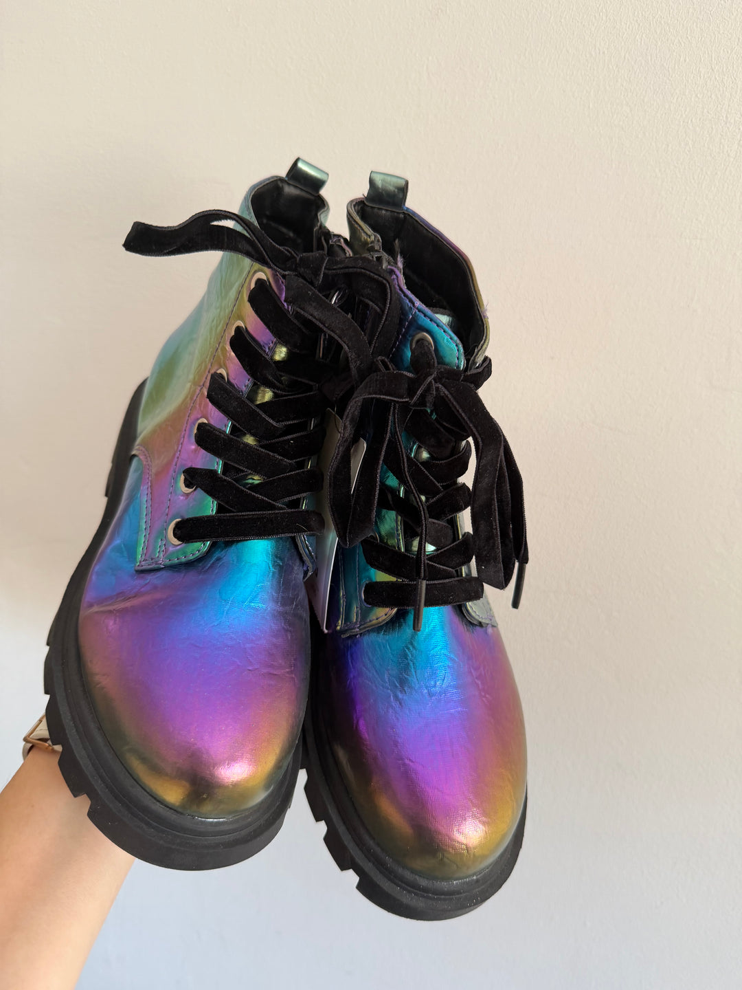 TU Rainbow Metallic Chunky Ankle Boots UK 2-Boots-Second Snuggle Preloved