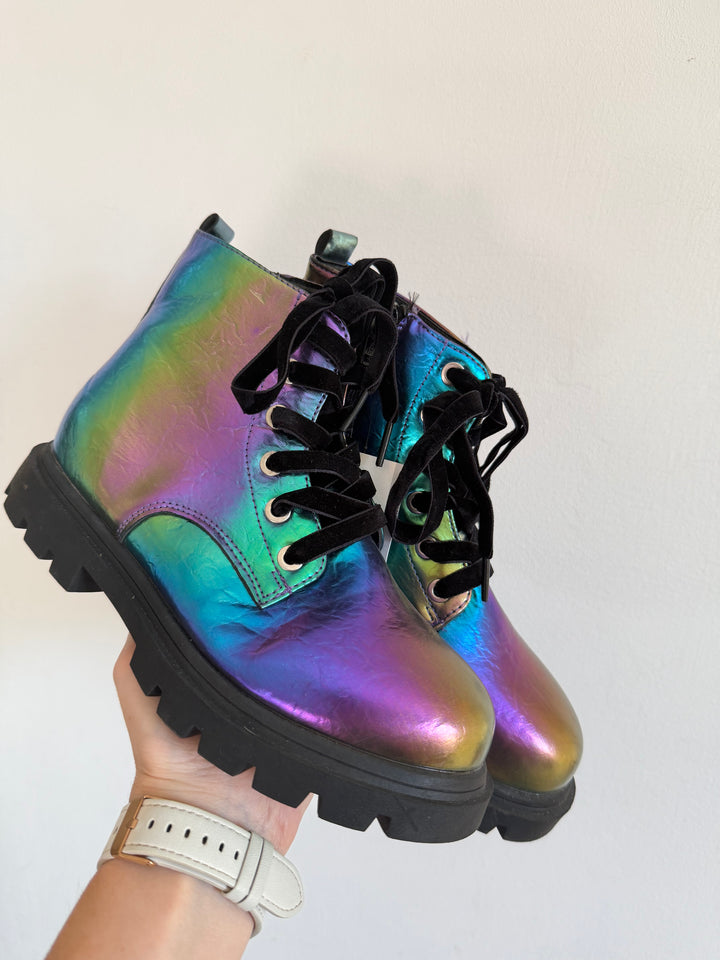 TU Rainbow Metallic Chunky Ankle Boots UK 2-Boots-Second Snuggle Preloved