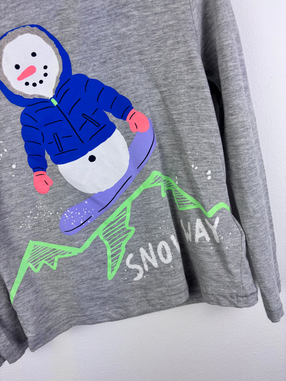 M&S Grey Long Sleeve Top Snowman Print 6-7 Years-Tops-Second Snuggle Preloved