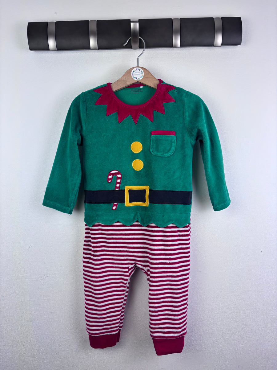Next Green Elf Outfit Velour Christmas Set 12-18 Months-Rompers-Second Snuggle Preloved