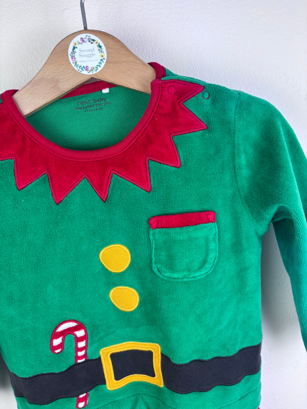 Next Green Elf Outfit Velour Christmas Set 12-18 Months-Rompers-Second Snuggle Preloved
