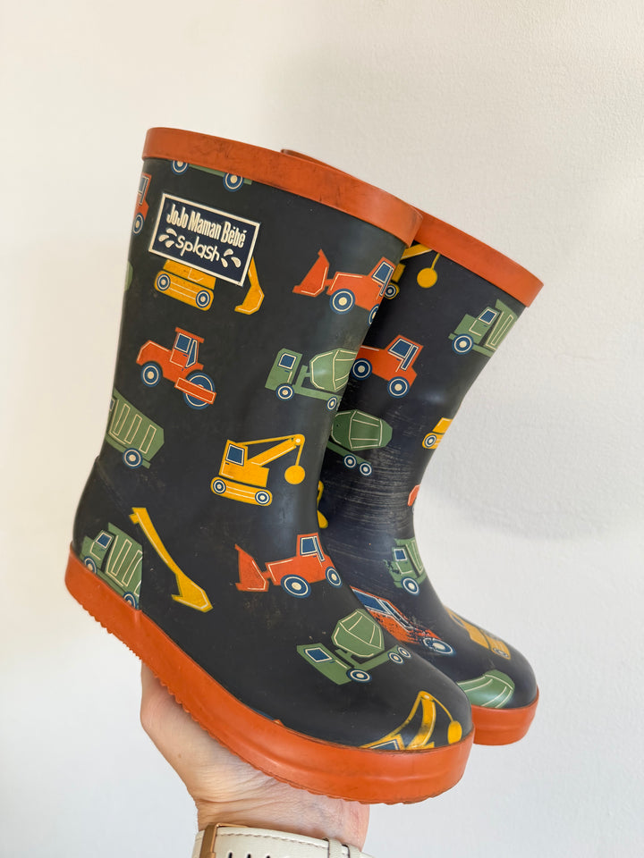 JoJo Maman Bébé Construction Vehicle Wellington Boots UK 10-Boots-Second Snuggle Preloved