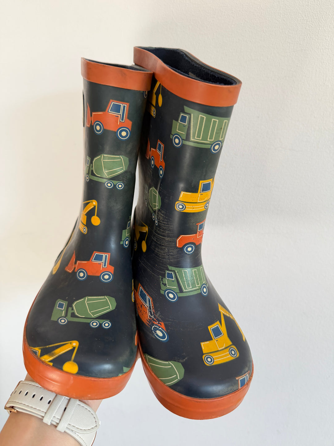 JoJo Maman Bébé Construction Vehicle Wellington Boots UK 10-Boots-Second Snuggle Preloved