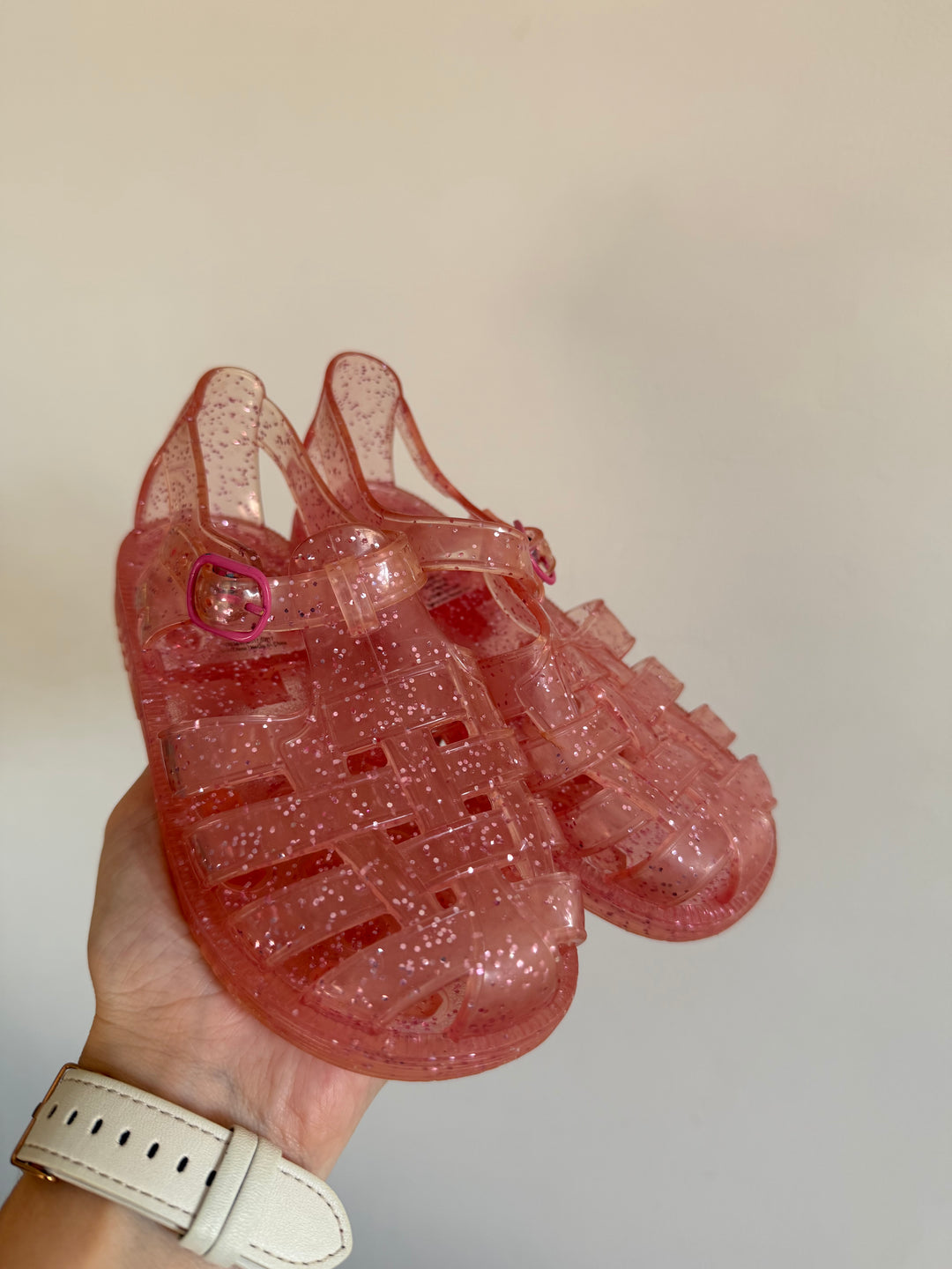 Baby Gap Pink Glitter Jelly Sandals UK 10-Sandals-Second Snuggle Preloved