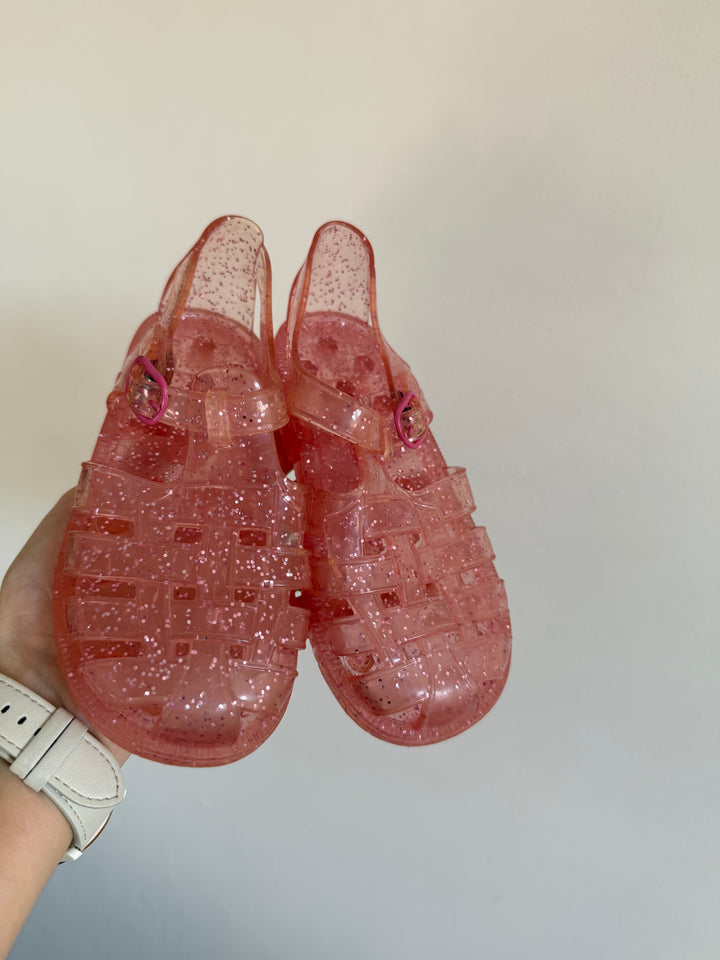 Baby Gap Pink Glitter Jelly Sandals UK 10-Sandals-Second Snuggle Preloved