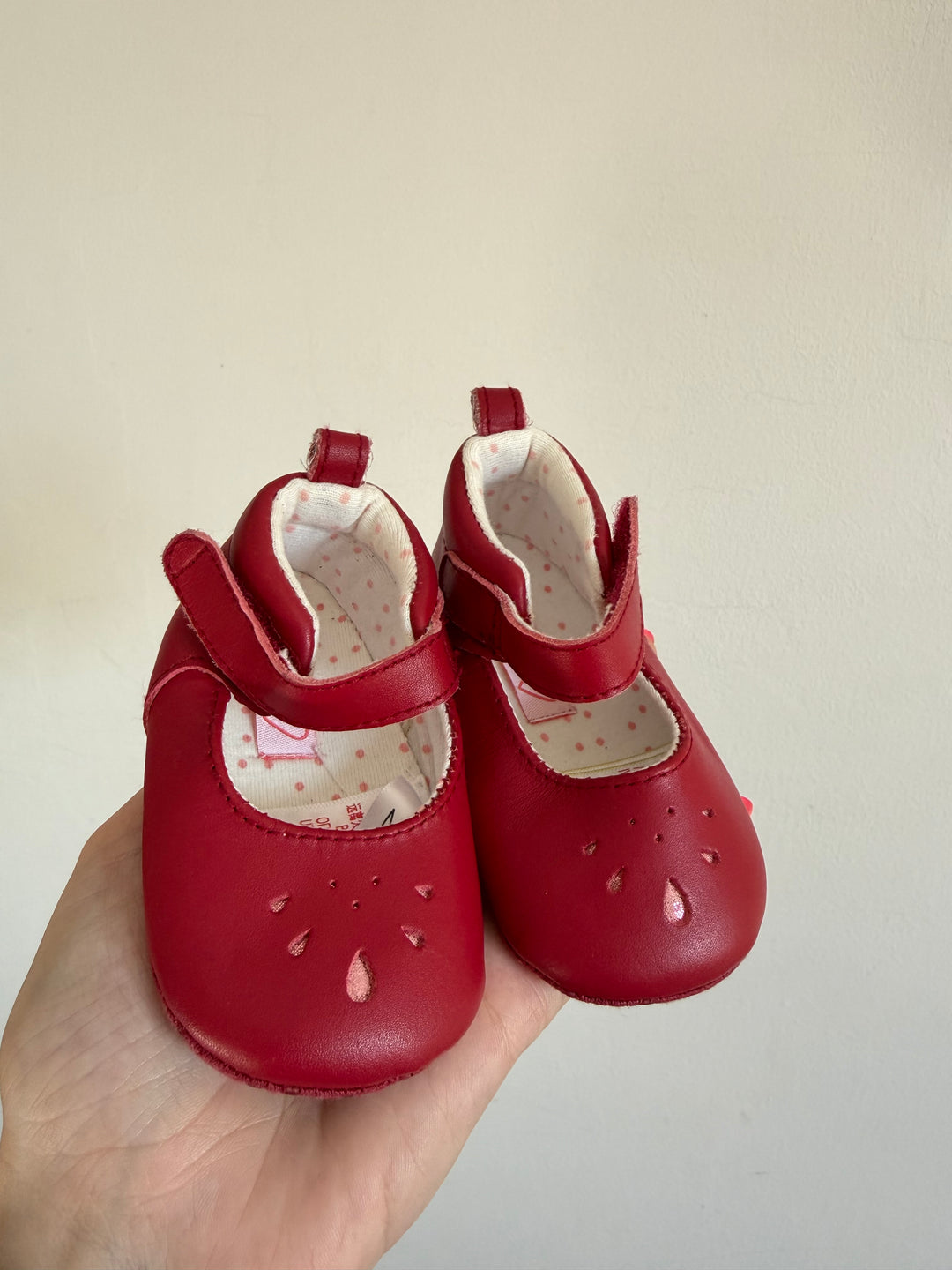 M&S Red Baby Pram Shoes 3-6 Months-Shoes-Second Snuggle Preloved