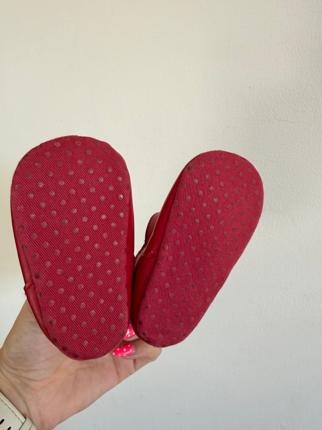 M&S Red Baby Pram Shoes 3-6 Months-Shoes-Second Snuggle Preloved