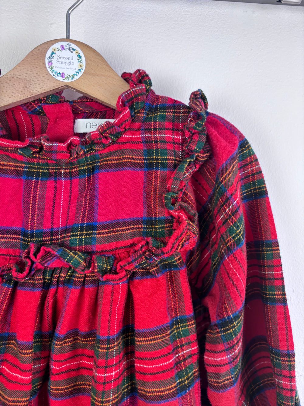 Next Red Tartan Dress Frill Detail Long Sleeve 4 Years-Dresses-Second Snuggle Preloved