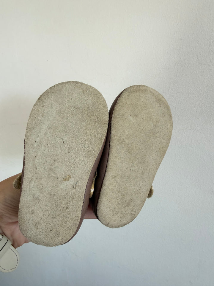 Marie-Chantal Taupe Leather Mary Jane Baby Shoes 6-12 Months-Shoes-Second Snuggle Preloved