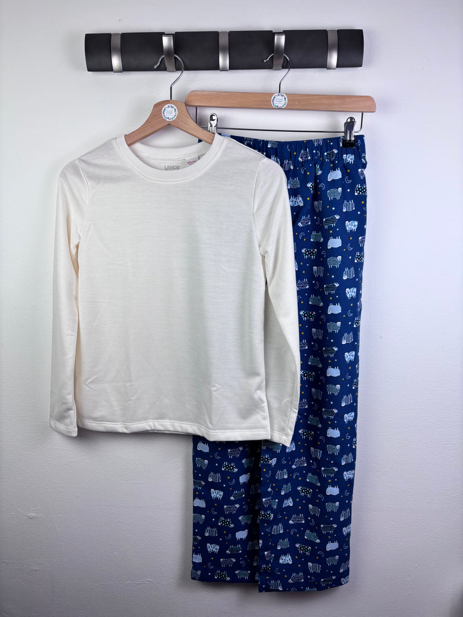 Lands’ End Blue Pyjama Set Sheep Print Long Sleeve 12 Years-Night Wear-Second Snuggle Preloved
