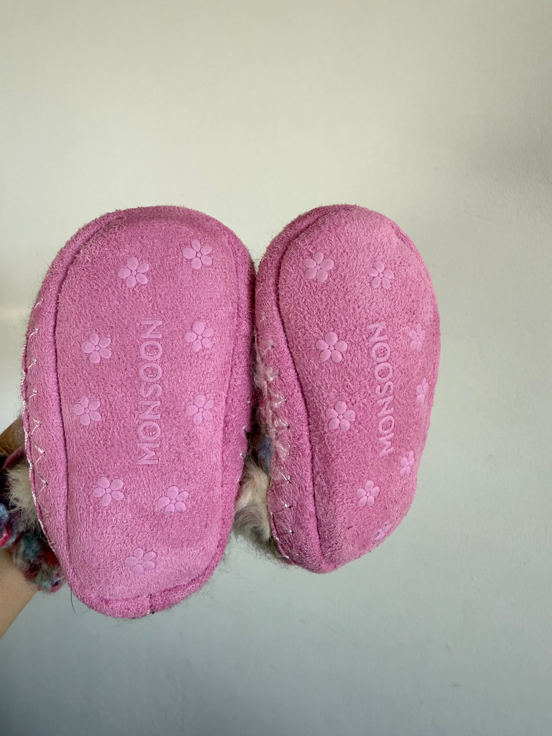 Monsoon Multicolour Fair Isle Faux Fur Baby Booties 6-12 Months-Slippers-Second Snuggle Preloved