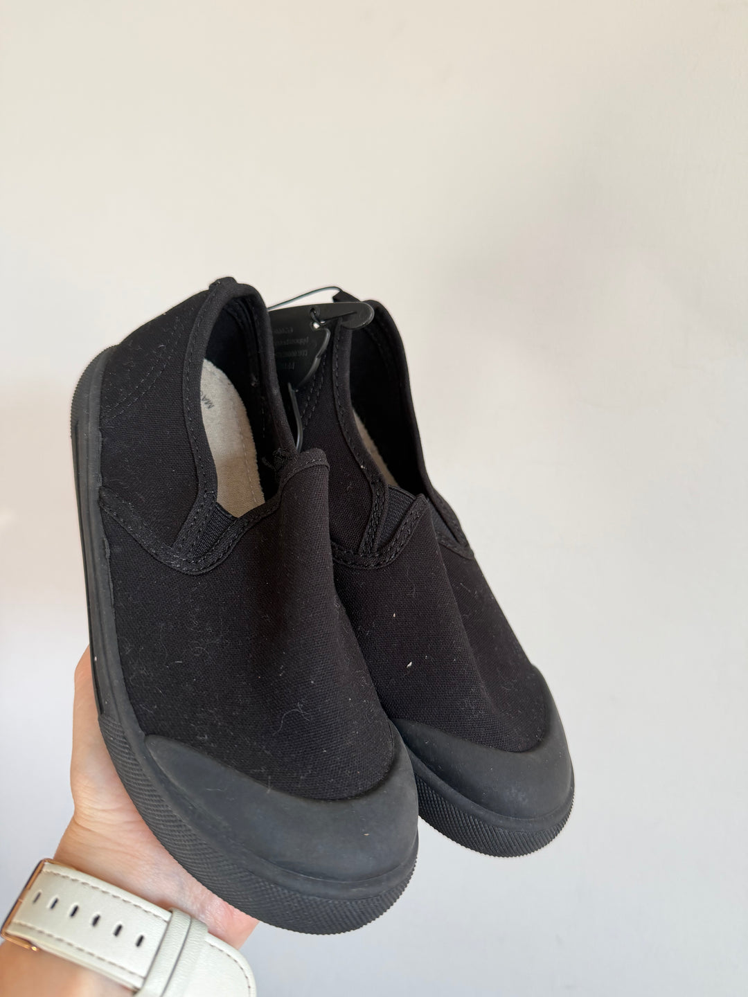George Black Canvas Slip On Plimsolls UK 13-Shoes-Second Snuggle Preloved