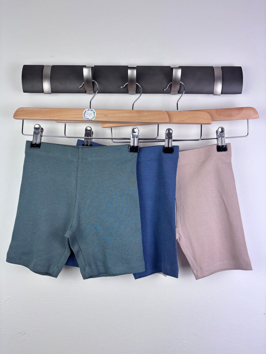 M&S Ribbed Shorts Set Blue Green Pink 3-4 Years-Shorts-Second Snuggle Preloved