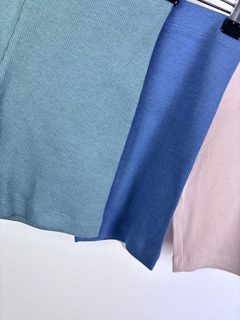 M&S Ribbed Shorts Set Blue Green Pink 3-4 Years-Shorts-Second Snuggle Preloved