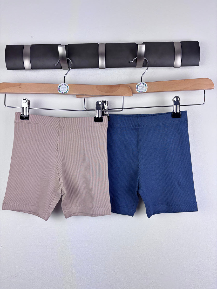 M&S Ribbed Shorts Set Cream Blue 2-3 Years-Shorts-Second Snuggle Preloved