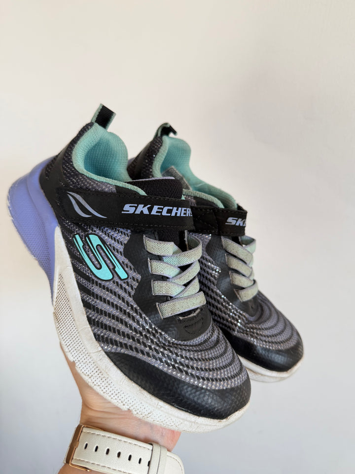 Skechers Black Grey Aqua Touch Fastening Trainers UK 12