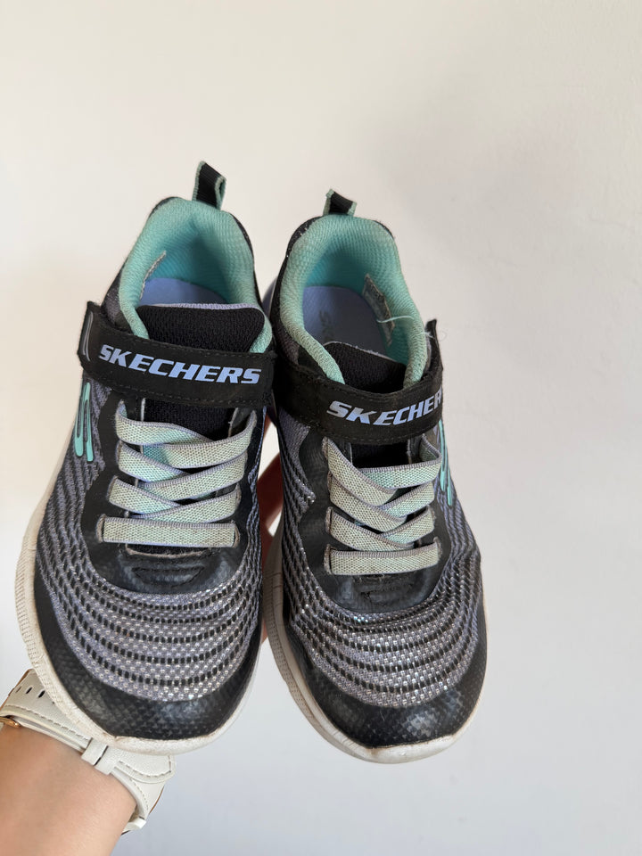 Skechers Black Grey Aqua Touch Fastening Trainers UK 12
