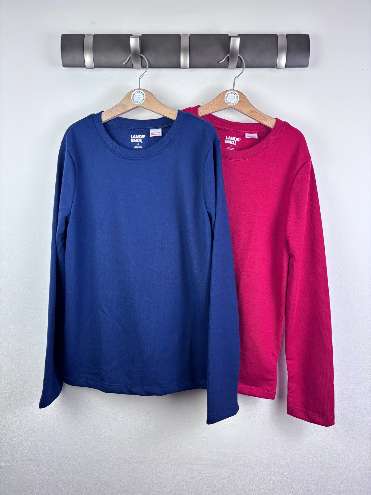 Lands’ End Blue Red Long Sleeve Tops 12 Years-Tops-Second Snuggle Preloved