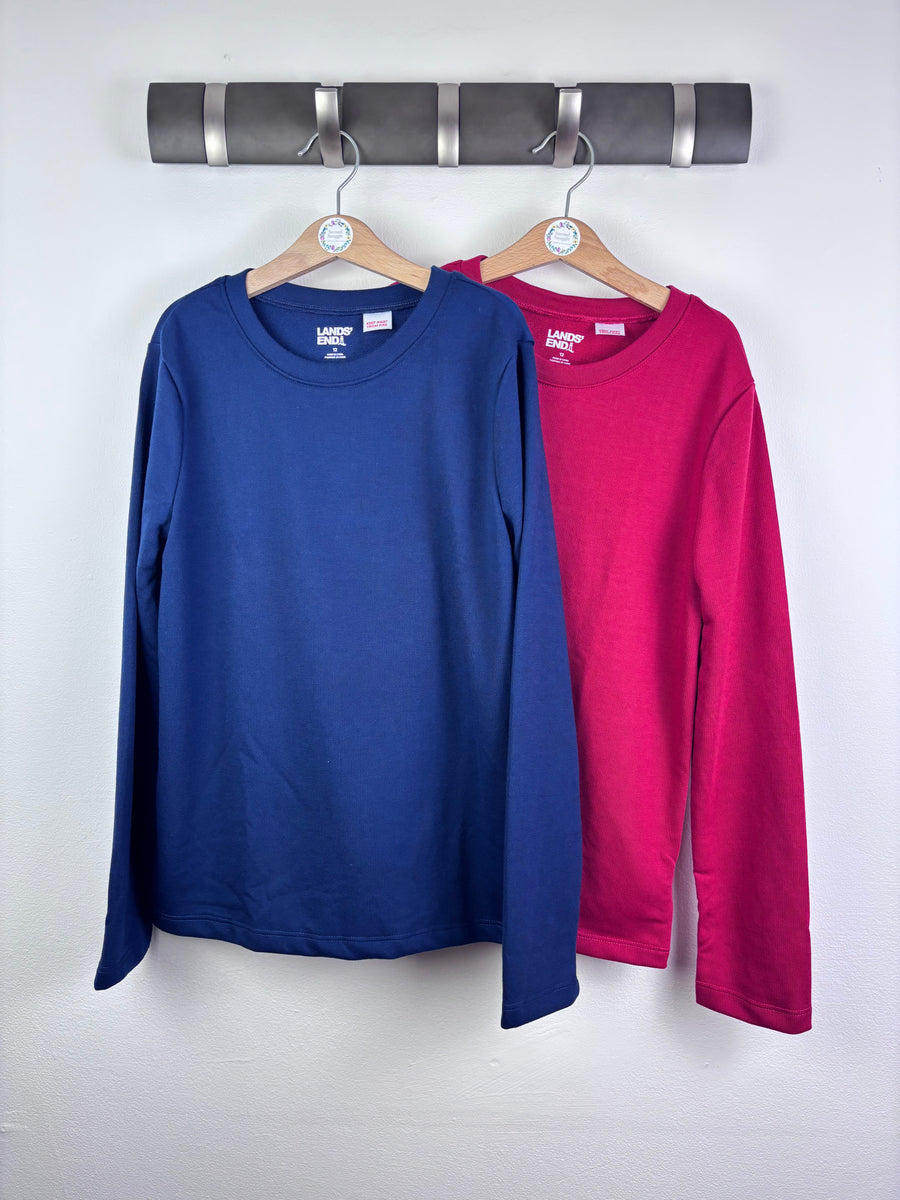 Lands’ End Blue Red Long Sleeve Tops 12 Years-Tops-Second Snuggle Preloved