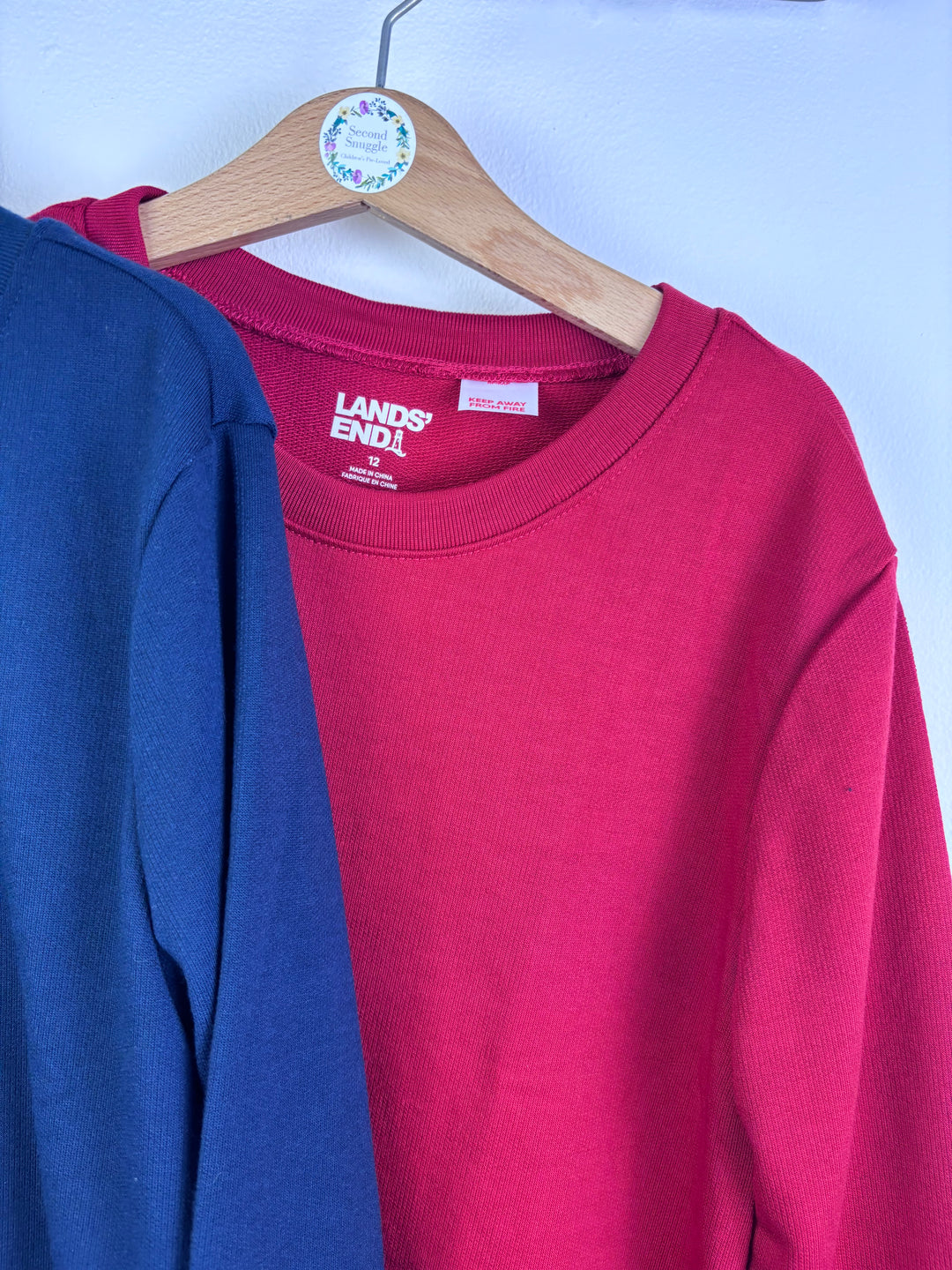 Lands’ End Blue Red Long Sleeve Tops 12 Years-Tops-Second Snuggle Preloved