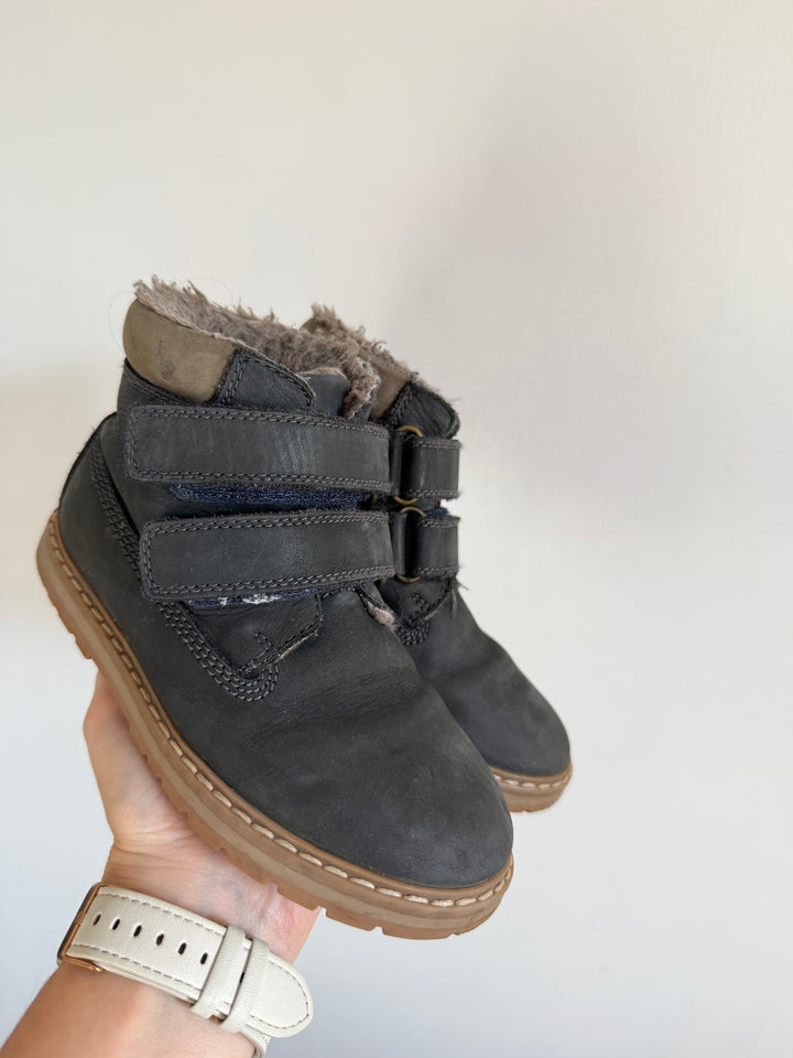 Next Charcoal Faux Fur Touch Fastening Boots UK 10.5 F