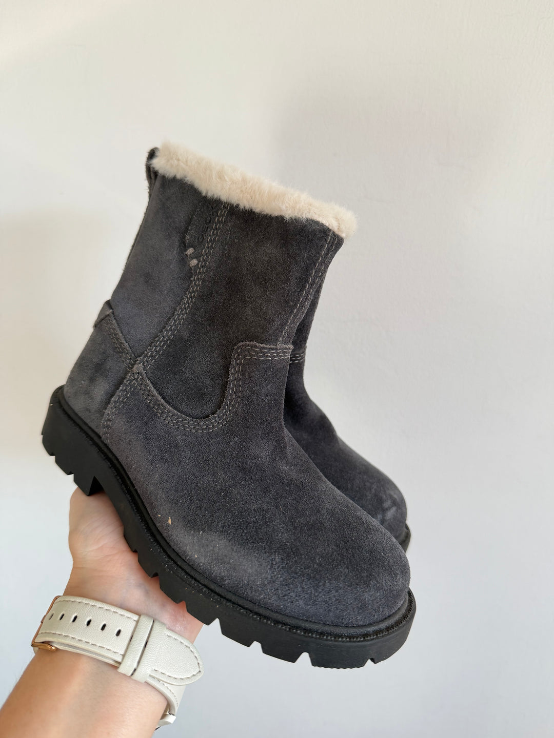 Geox Grey Suede Faux Fur Lined Boots EU 30 UK 11.5