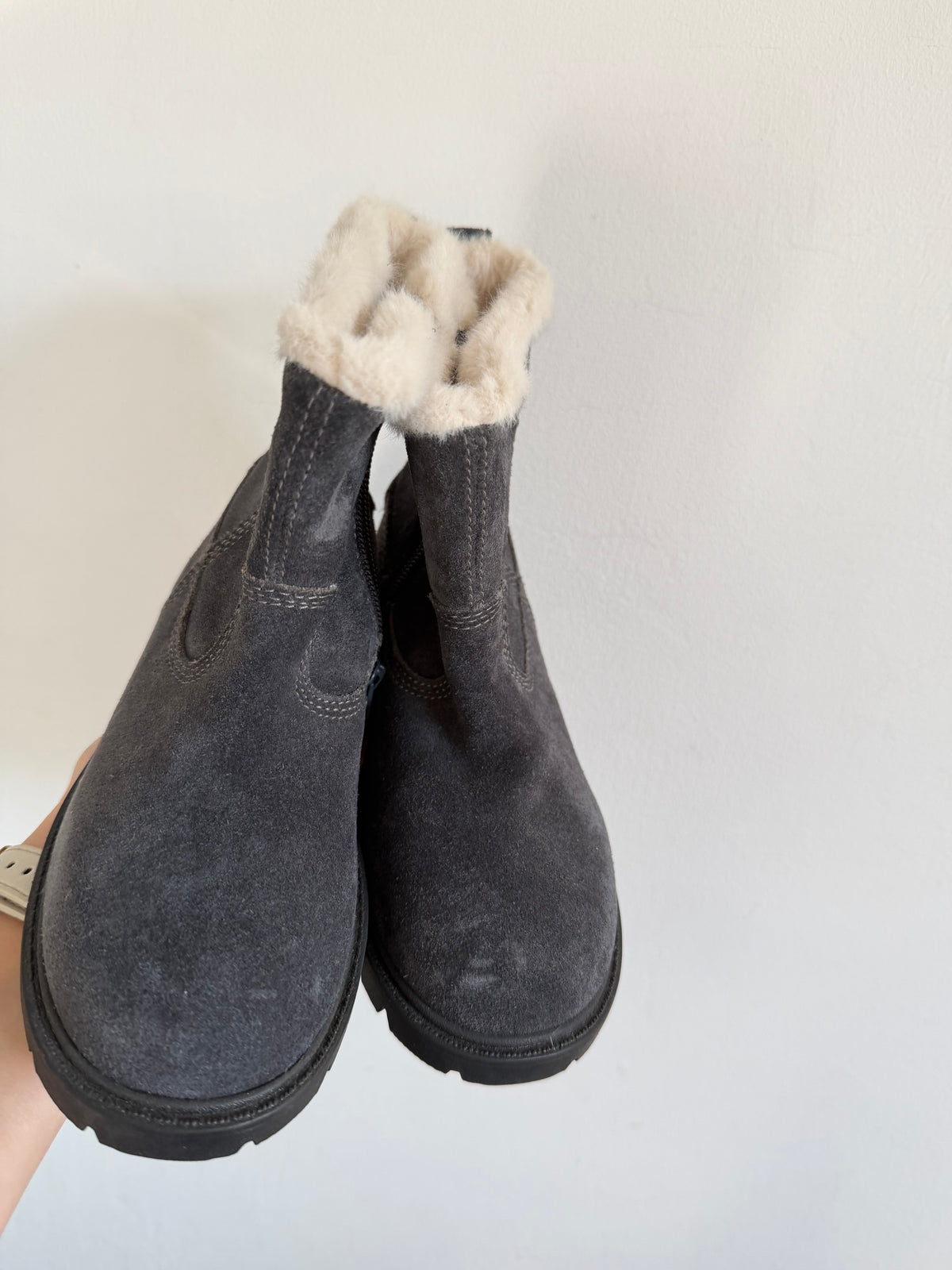 Geox Grey Suede Faux Fur Lined Boots EU 30 UK 11.5-Boots-Second Snuggle Preloved