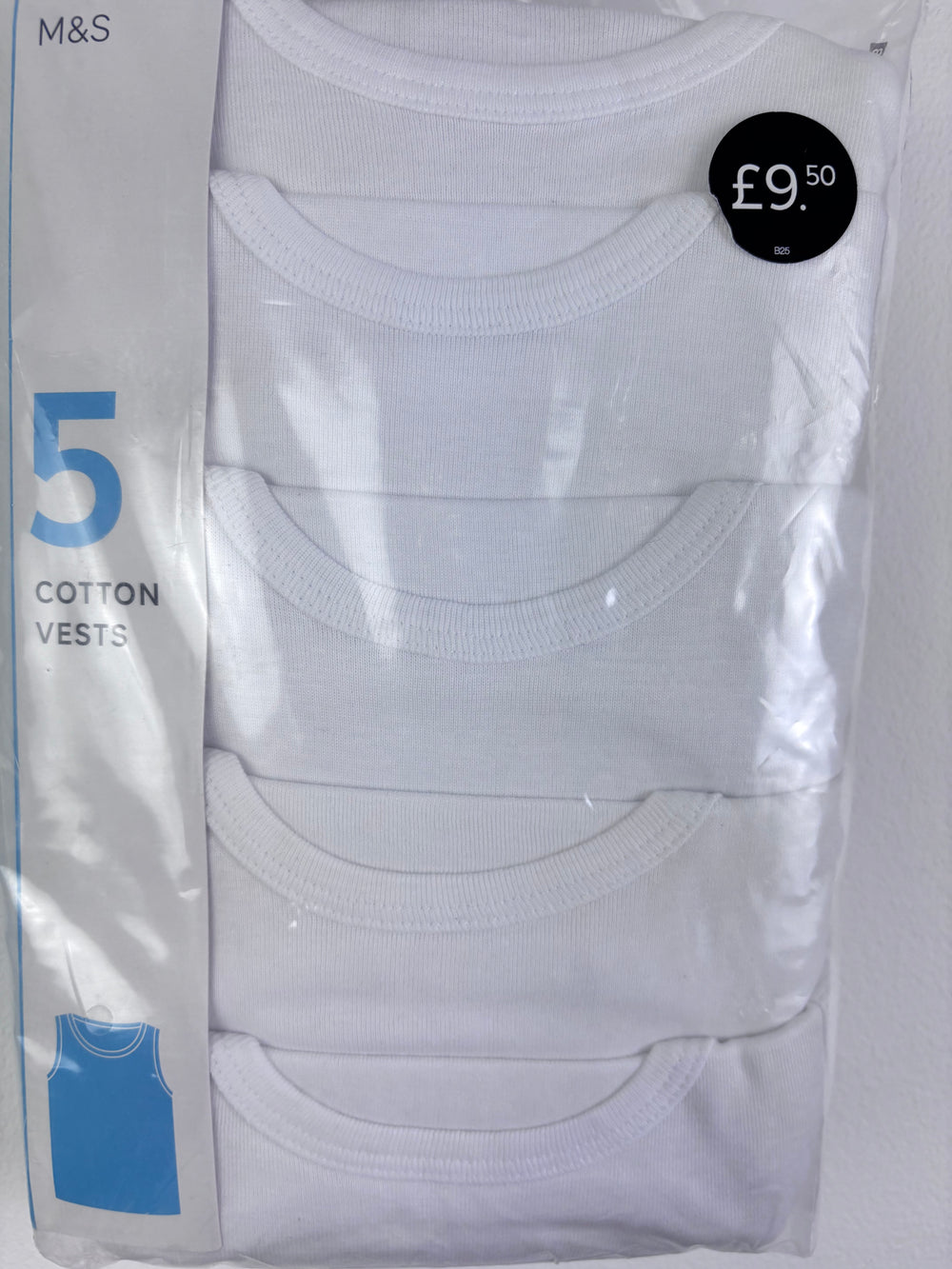 M&S White Cotton Vest Pack Sleeveless 6-7 Years-Vests-Second Snuggle Preloved