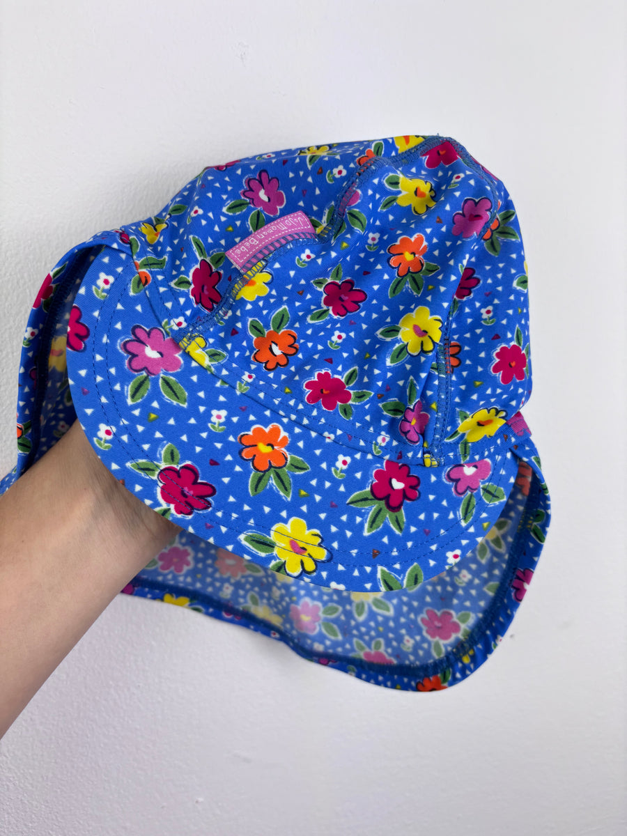 JoJo Maman Bebe Blue Floral Sun Hat 0-12 Months-Hats-Second Snuggle Preloved