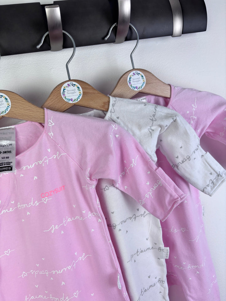 Bonds Pink Sleepsuit Set Cozysuit 0-3 Months-Sleepsuits-Second Snuggle Preloved