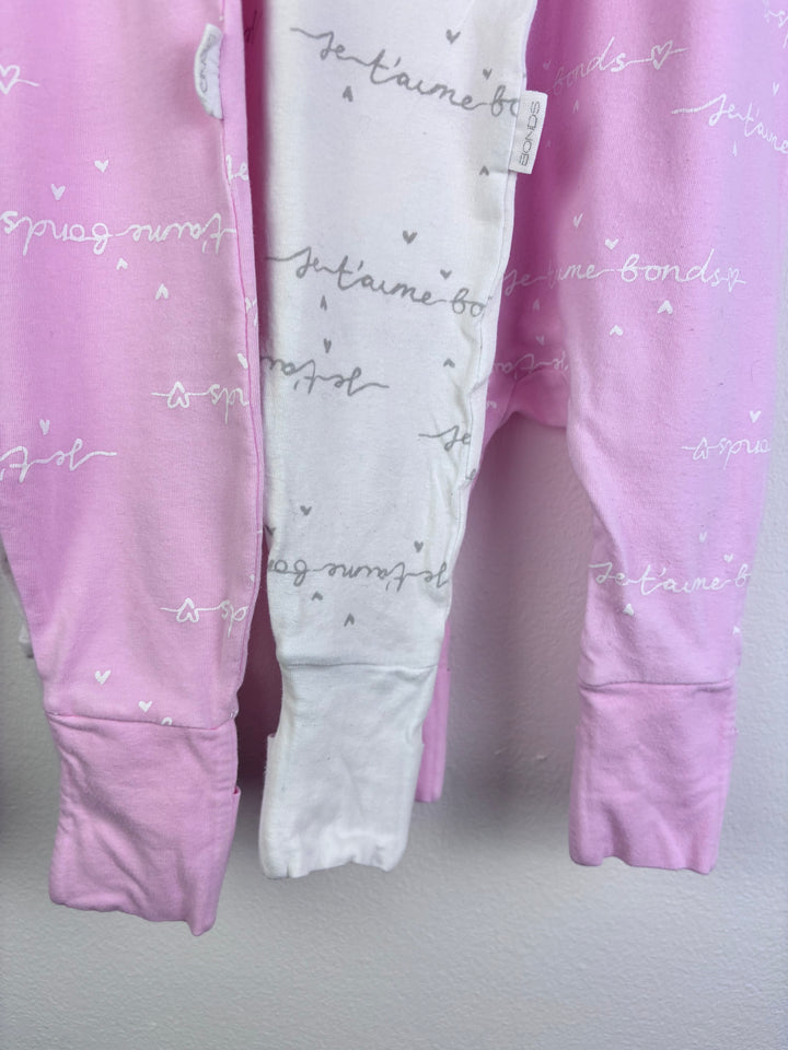 Bonds Pink Sleepsuit Set Cozysuit 0-3 Months-Sleepsuits-Second Snuggle Preloved