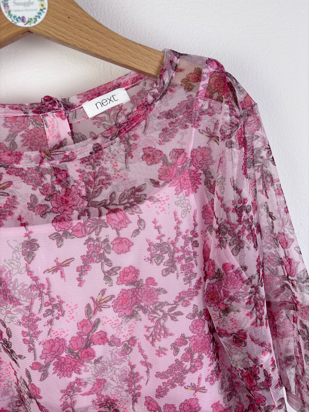 Next Pink Floral Sheer Top 11 Years-Tops-Second Snuggle Preloved