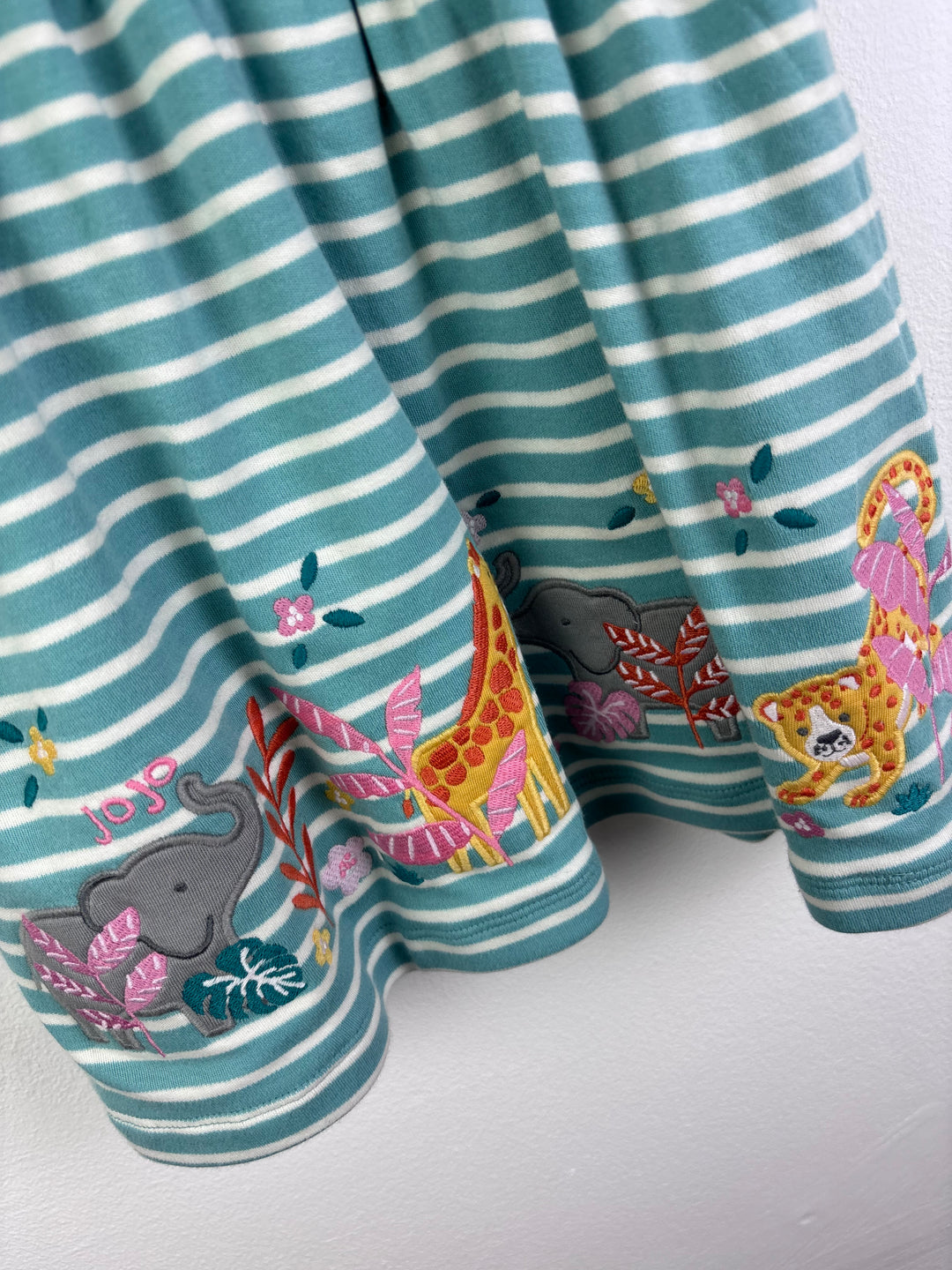 JoJo Maman Bebe Stripe Animal Dress 12-18 Months-Dresses-Second Snuggle Preloved