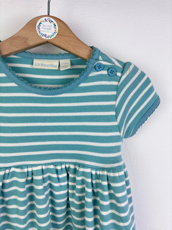 JoJo Maman Bebe Stripe Animal Dress 12-18 Months-Dresses-Second Snuggle Preloved