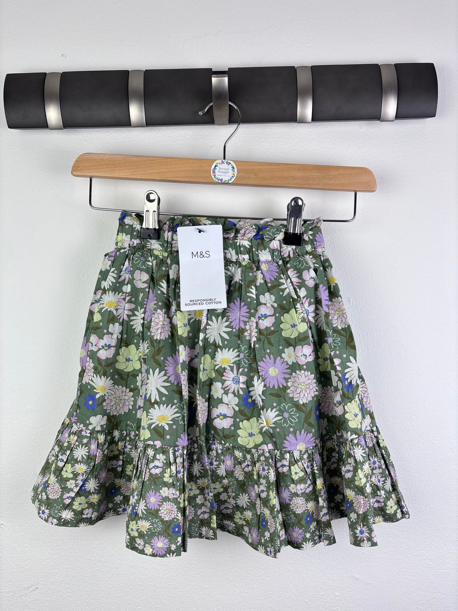 M&S Green Floral Tiered Skirt 6-7 Years-Skirts-Second Snuggle Preloved