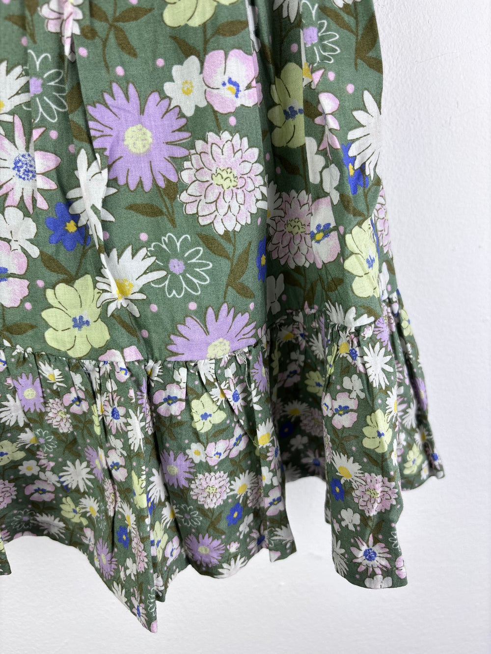 M&S Green Floral Tiered Skirt 6-7 Years-Skirts-Second Snuggle Preloved