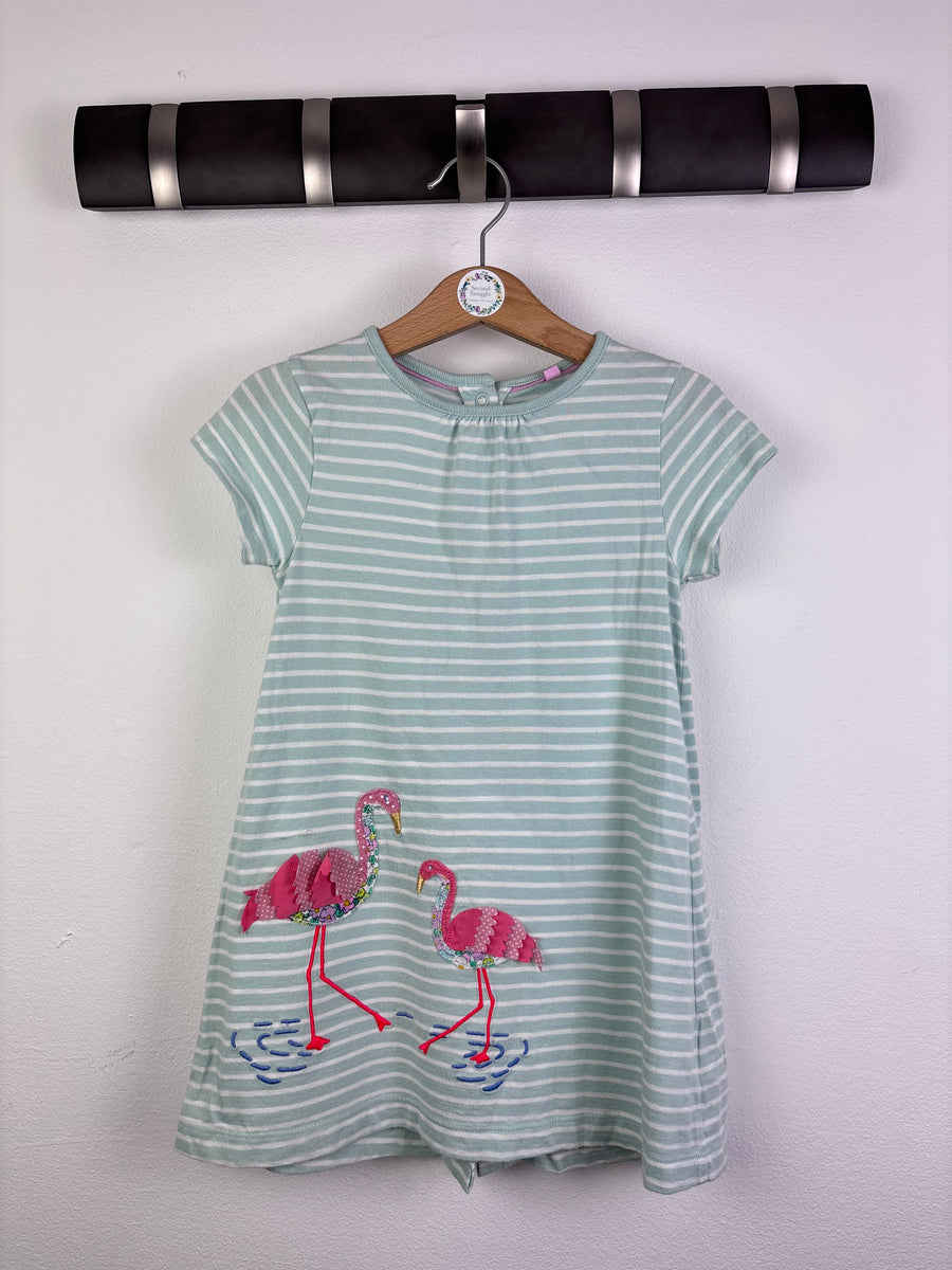 Boden Mint Stripe Flamingo Dress 2-3 Years-Dresses-Second Snuggle Preloved