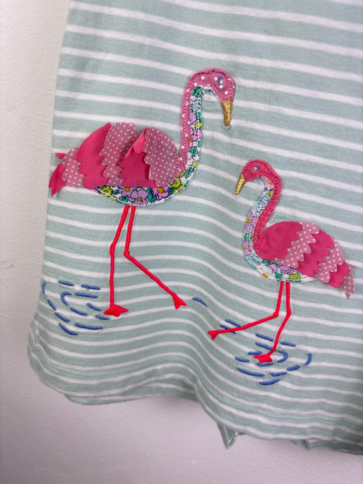Boden Mint Stripe Flamingo Dress 2-3 Years-Dresses-Second Snuggle Preloved