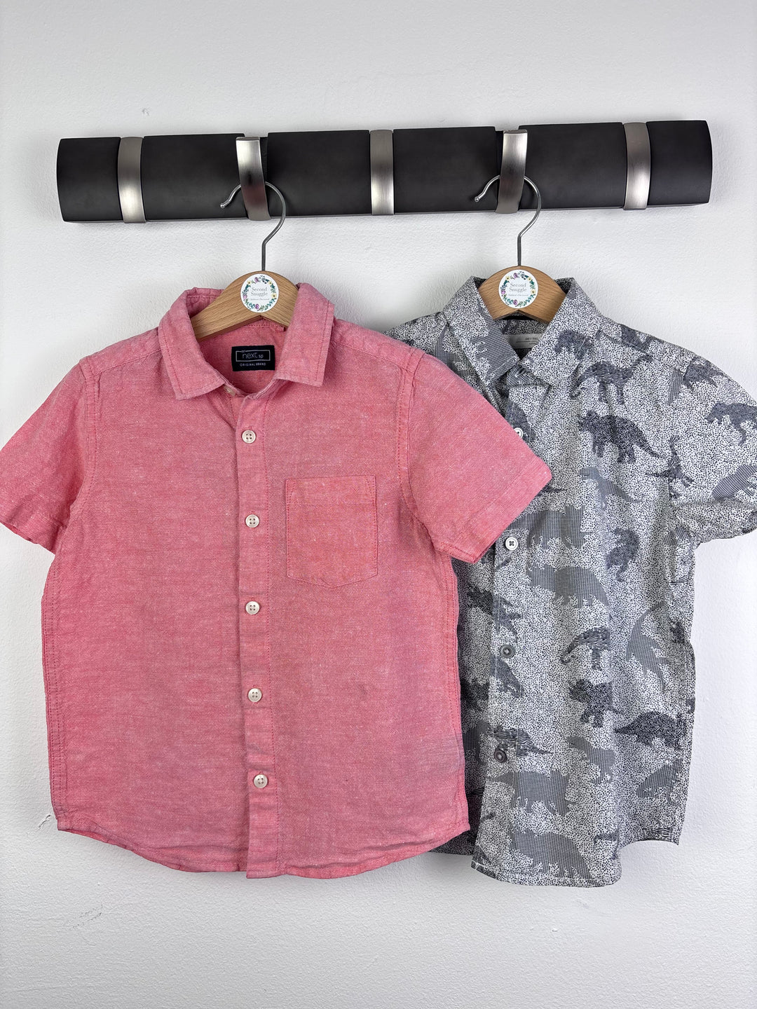 Next Pink & Grey Short Sleeve Shirts Set 3-4 Years-Shirts-Second Snuggle Preloved