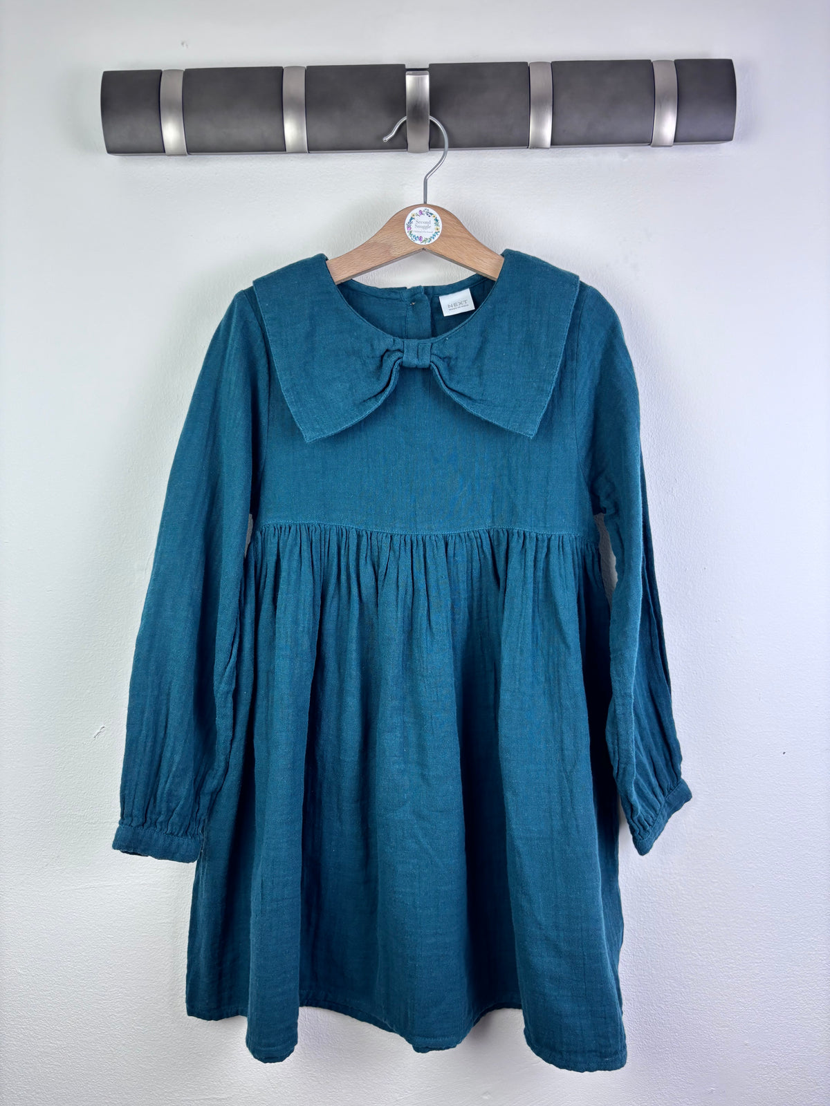 Next Teal Long Sleeve Collar Dress 6-7 Years-Dresses-Second Snuggle Preloved