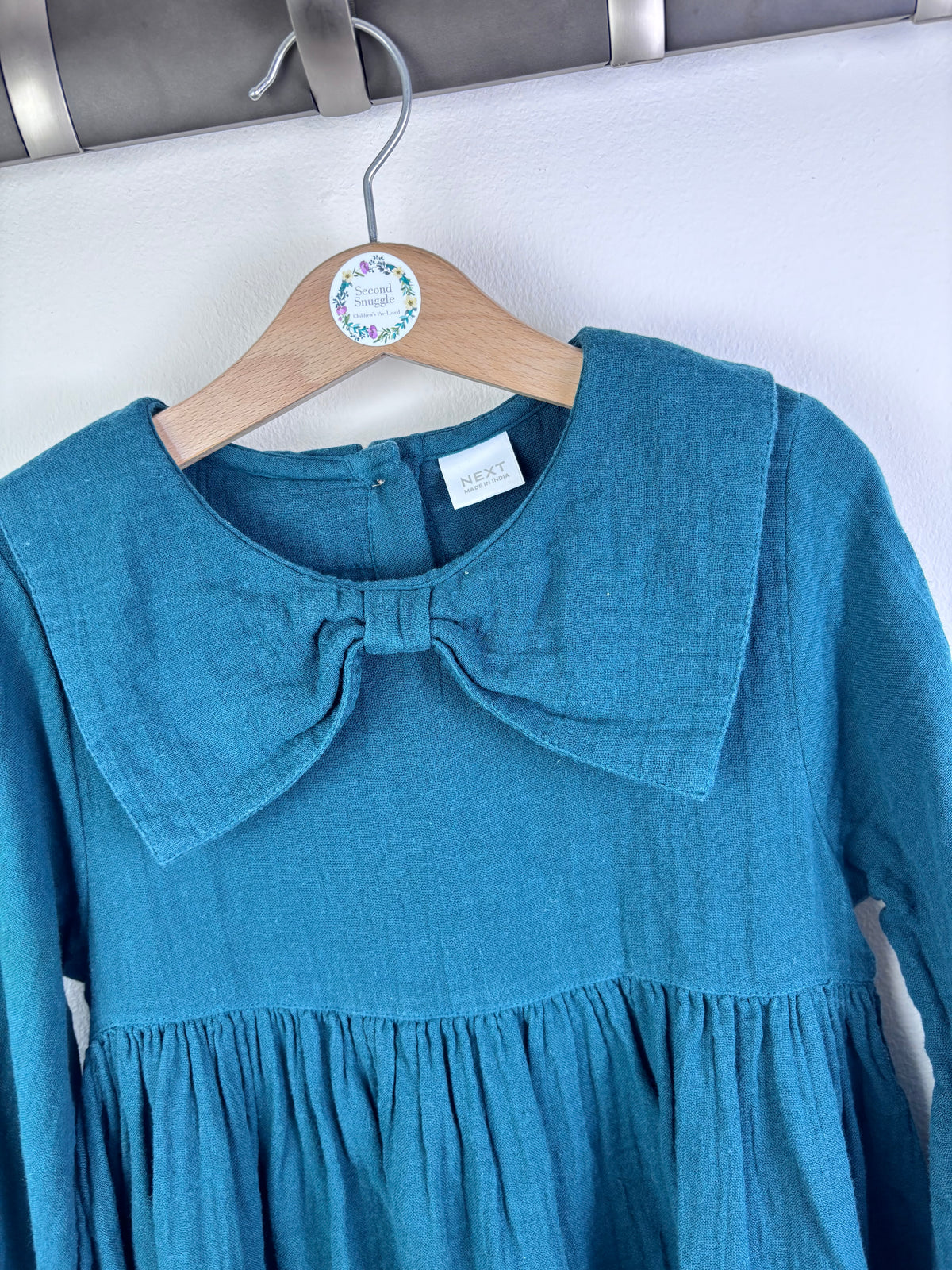 Next Teal Long Sleeve Collar Dress 6-7 Years-Dresses-Second Snuggle Preloved