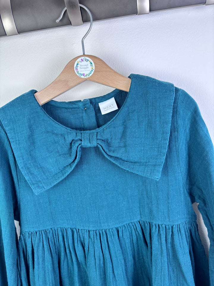 Next Teal Long Sleeve Collar Dress 6-7 Years-Dresses-Second Snuggle Preloved
