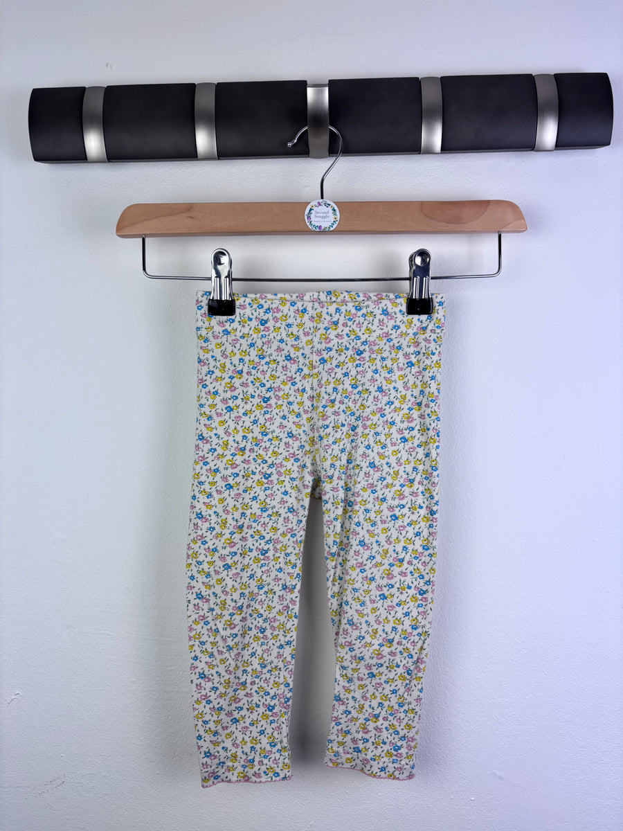 Boden Cream Floral Leggings 18-24 Months-Leggings-Second Snuggle Preloved