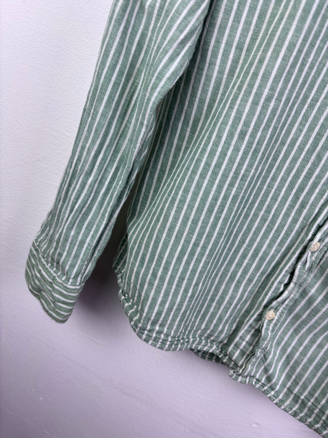 Zara Green Stripe Button Shirt 11-12 Years